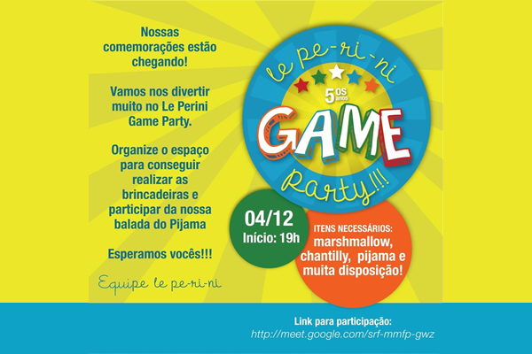 5 anos Game Party - Colgio Le Perini. Educao Infantil e Ensino Fundamental. Indaiatuba, SP