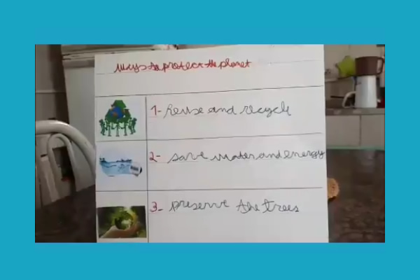 Dicas dos alunos Vinicius, Beatriz e Vitoria, do 5 ano, para protegermos o planeta - Colgio Le Perini. Educao Infantil e Ensino Fundamental. Indaiatuba, SP